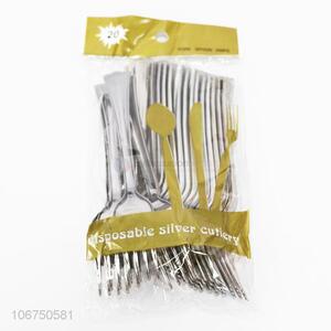 Custom 20pcs plated disposable plastic restaurant fork wholesale