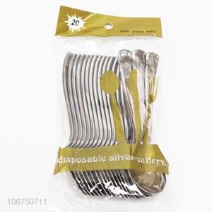 Low price 20pcs plated disposable plastic restaurant spoon