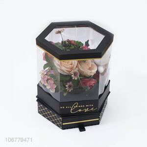 Excellent quality flower decoration hexagonal rotating gift box