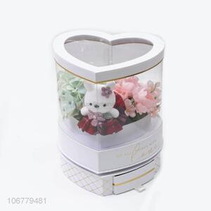 China OEM flower decoration heart shape rotating gift box