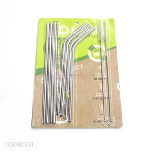 Competitive price stainless steel straw and cleaning brush set