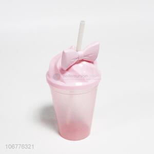 New design straw cup water cup with bowknot lid