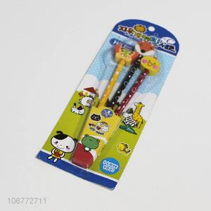 Hot sellingcute cartoon kids stationery wood pencil with eraser