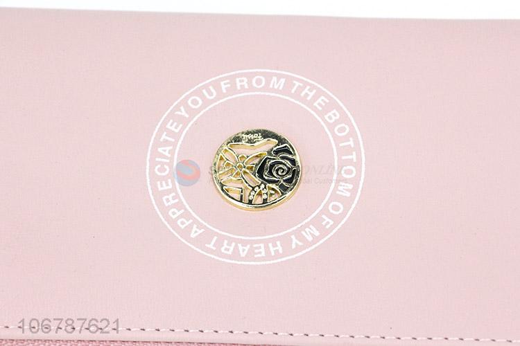 Best Sale Pink Womens Purses Double Zipper Wallet