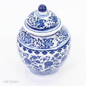 Custom Home Decoration Blue And White Porcelain Storage Jar