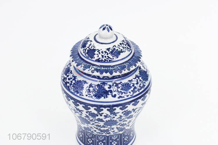 New Arrival Blue And White Porcelain Storage Jar With Lid