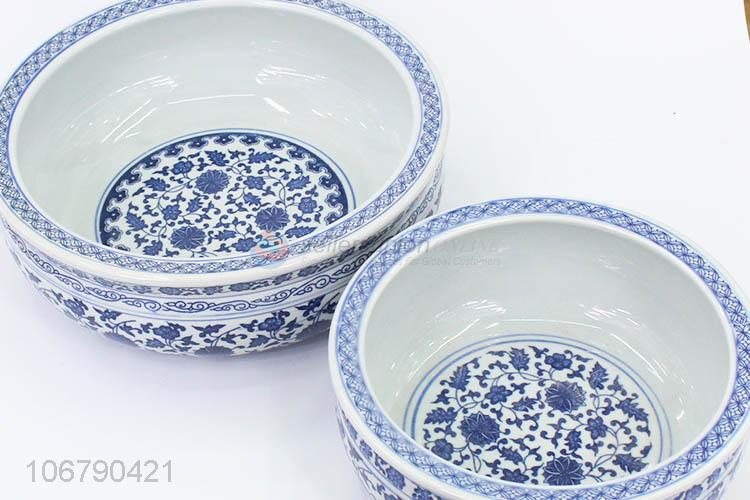 Hot Selling Blue And White Porcelain Flower Cylinder Set