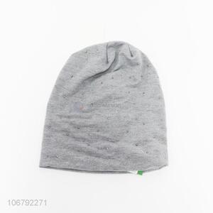 Bulk price women fashion grey polyester beanie hat