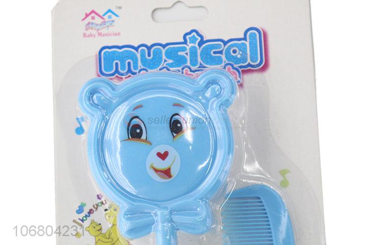 High quality cartoon baby hair comb hair brush with rattle