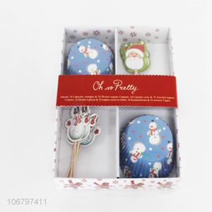 Wholesale Christmas style cupcake cups and cake toppers set