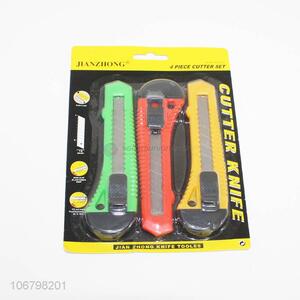 Cheap price 3pcs plastic retractable safety cutter knife art knife