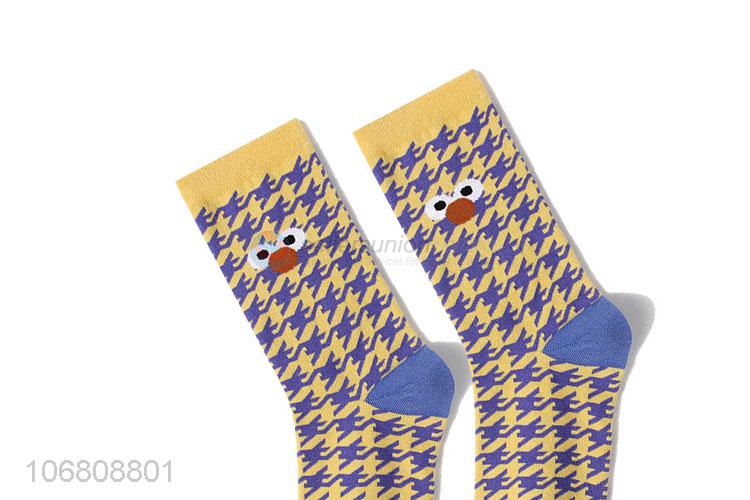 Best sale knitted jacquard houndstooth pattern cotton socks for winter