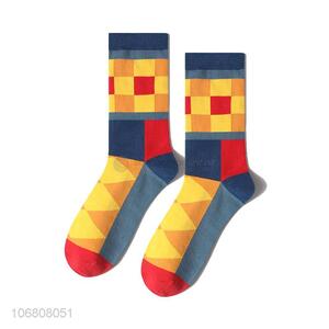 Wholesale price ladies socks jacquard mid-calf length sock