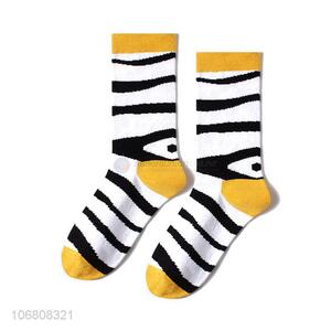 Superior quality winter warm knitted jacquard zebra-stripe pattern cotton socks