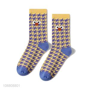 Best sale knitted jacquard houndstooth pattern cotton socks for winter