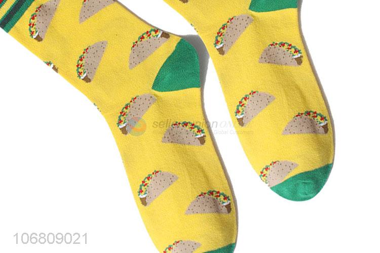 Professional supply trendy jacquard mid-calf length sock for men