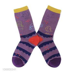Best sale ladies socks jacquard mid-calf length sock