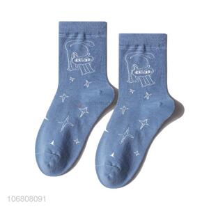 High quality ladies socks jacquard mid-calf length sock