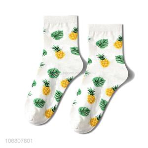 Suitable price pineapple pattern knitted jacquard women socks