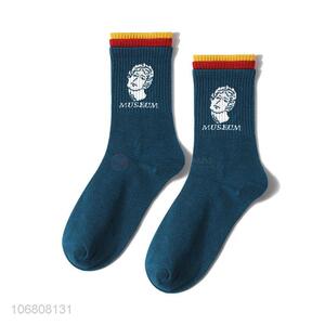 New products ladies socks jacquard mid-calf length sock