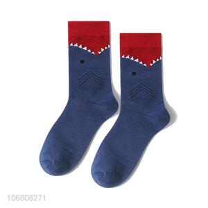 Hot sale knitted jacquard shark pattern cotton socks for winter