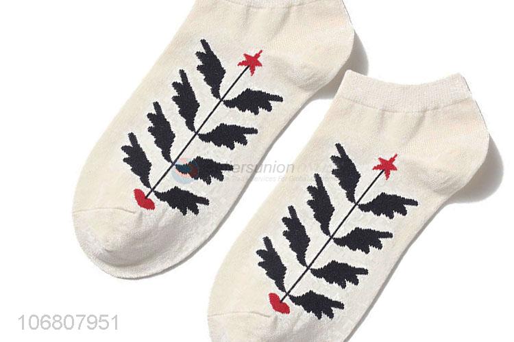 Excellent quality trendy knitted jacquard ankle socks for summer