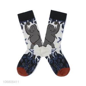 Excellent quality winter warm knitted jacquard elephant pattern cotton socks