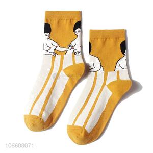 Factory wholesale ladies mid-calf length sock fashion cotton socks