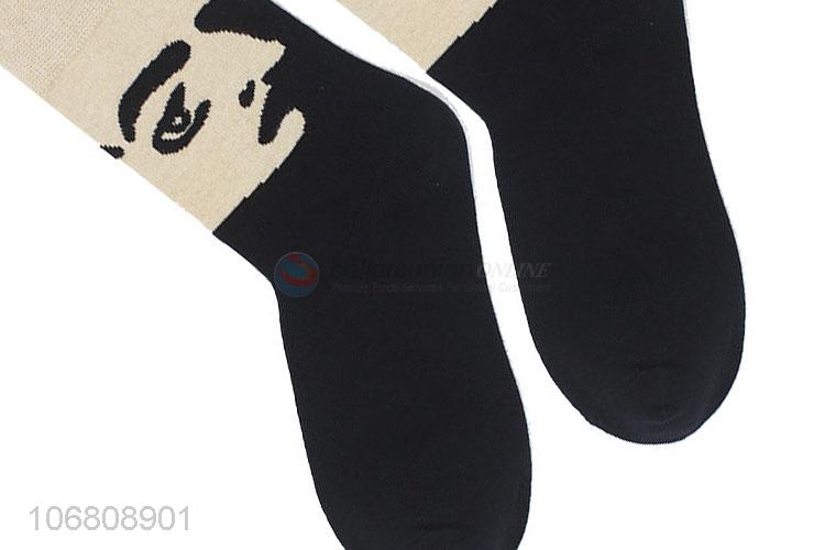 Good quality winter warm knitted jacquard face pattern cotton socks