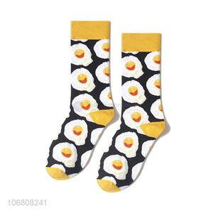 Attractive design trendy jacquard mid-calf length sock for women