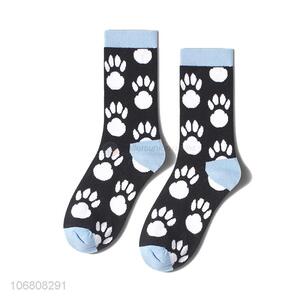 Dependable factory knitted jacquard bear's-paw pattern cotton socks for winter