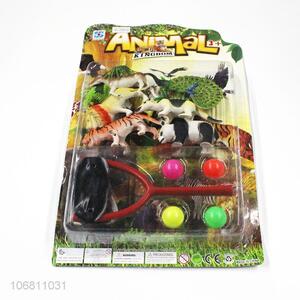 New Design Plastic Slingshot Animal Model Toy Set