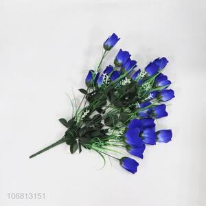 Good quality decorative 24 heads blue artificial rose bouquet