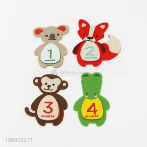 Contracted Design 4PC Cute Cartoon Animal Non-woven Sticker