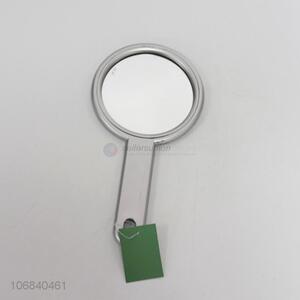 Promotion gift silver glossy paint round mirror with pp handle