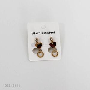 Trendy products women stainless steel heart ear studs