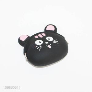 Popular products cartoon cat shape silicone coin bag change bag
