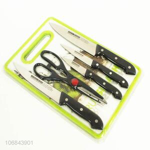 Premium products kitchen set with scissor, knife & plastic cutting board