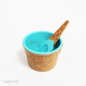 Custom disposable colorful plasticice cream cup with spoon