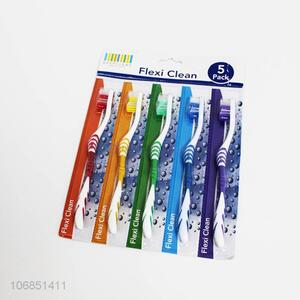 Hot Selling 5 Pieces Deep Clean Adult Plastic Toothbrush