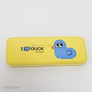 Wholesale cartoon duck metal pencil box for kids
