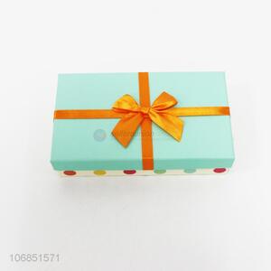 Hot selling colorful dots printed paper gift box with ribbon