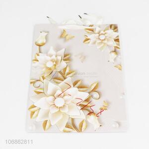 Popular design exquisite flowers printed paper gift bag