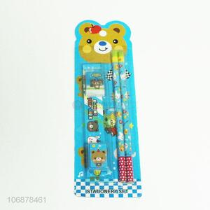 Cartoon Bear Pattern Pencil Eraser And Pencil Sharpener Set