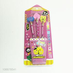 Hot Selling Cartoon Animal Eraser Pencil Set