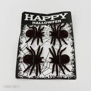 Competitive price Halloween ornaments 4pcs black plastic spiders