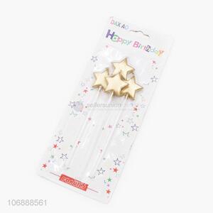 Hot selling party cake decoration gold star candle set