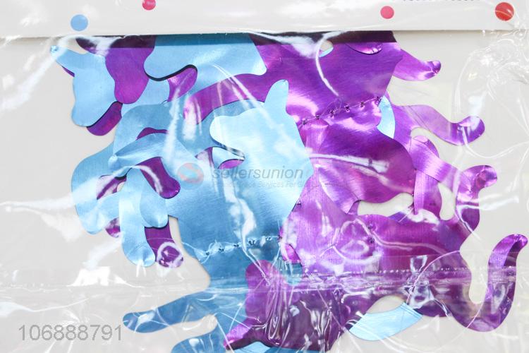 Competitive price birthday party decoration unicorn foil banner flags