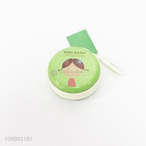 Promotional cute cartoon girl printed round tin coin case