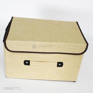 Hot selling natural jute cloth clothes storage box with handle